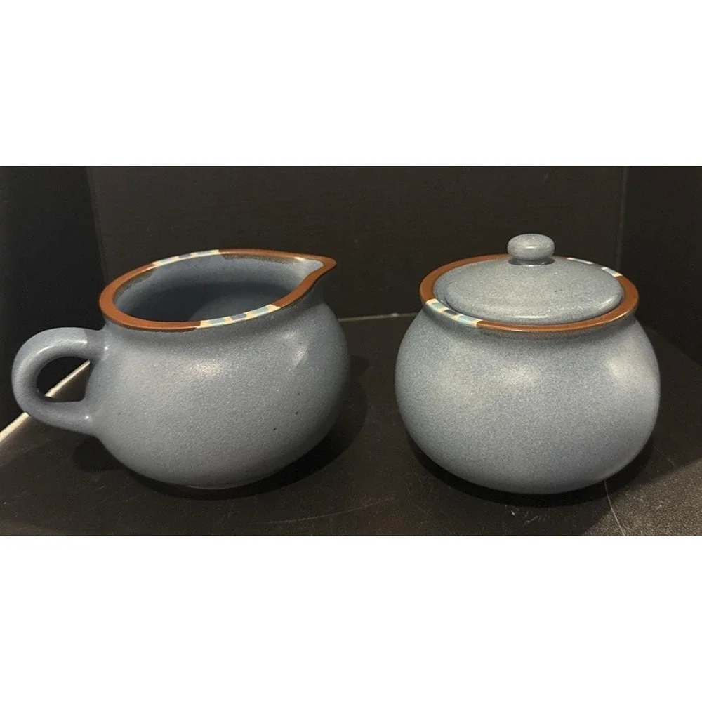 Dansk‎ Mesa Sky Blue Sugar Creamer Set Southwestern Aztec Vintage